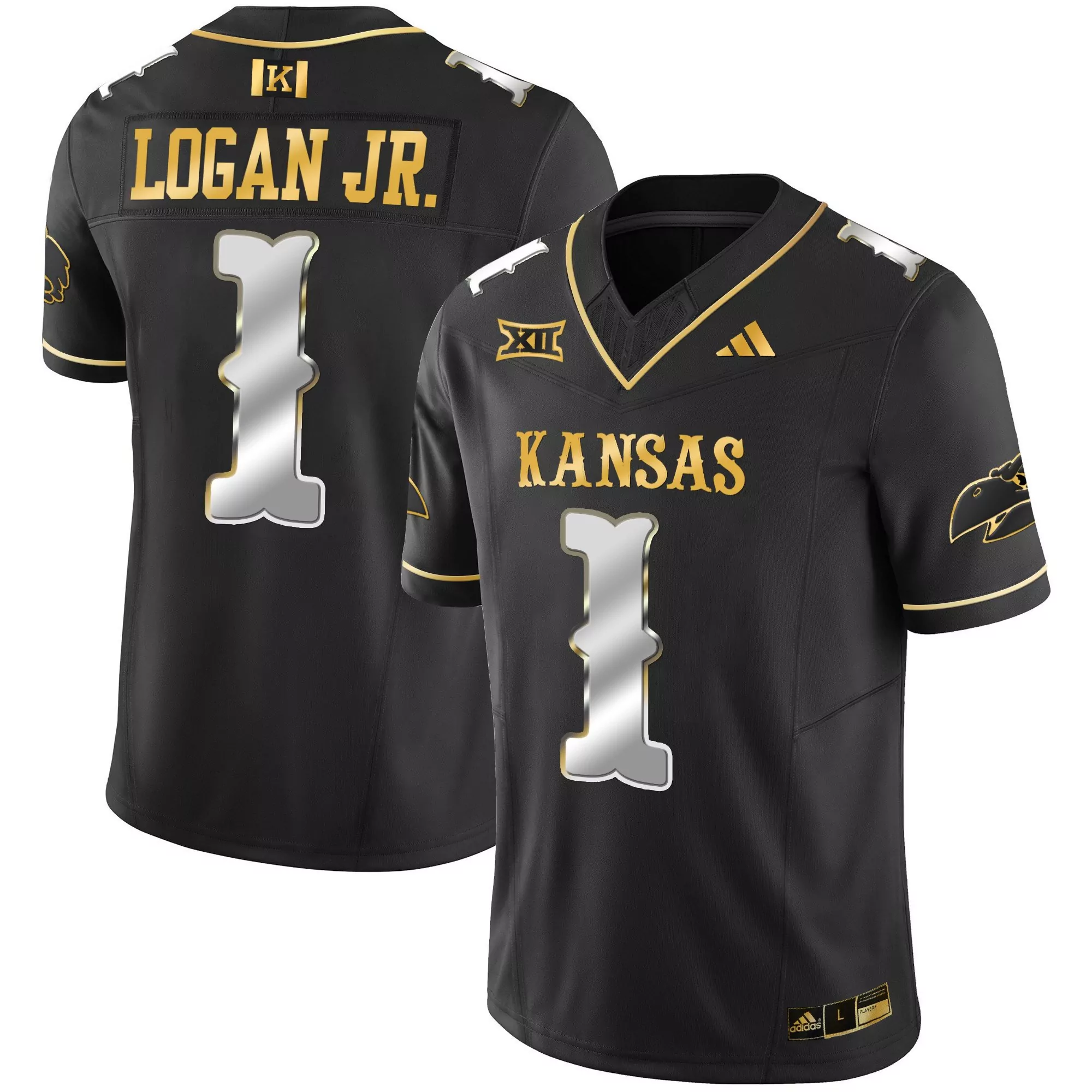 kenny logan jr black gold mens kansas jayhawks blackhawk gold vapor jersey all stitched