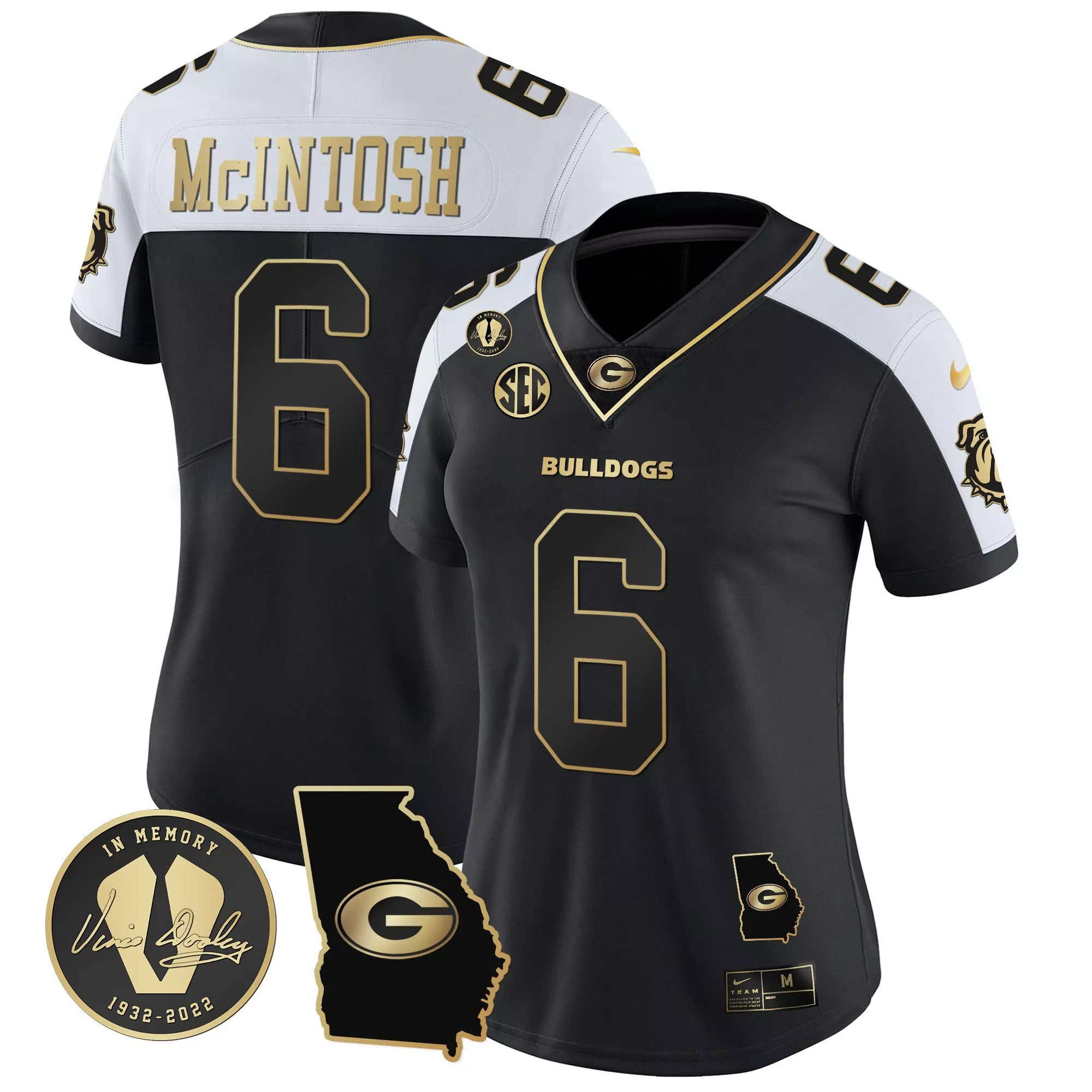 kenny mcintosh alternate womens georgia bulldogs 2023 vapor jersey georgia map all stitched