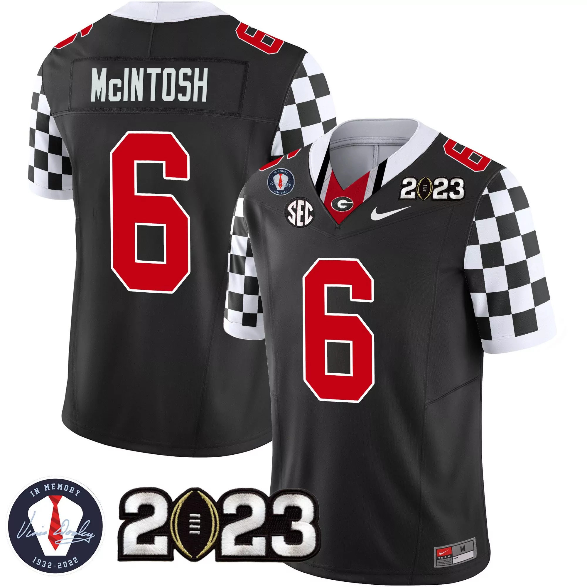 kenny mcintosh black limited mens georgia bulldogs 2023 champions jersey all stitched