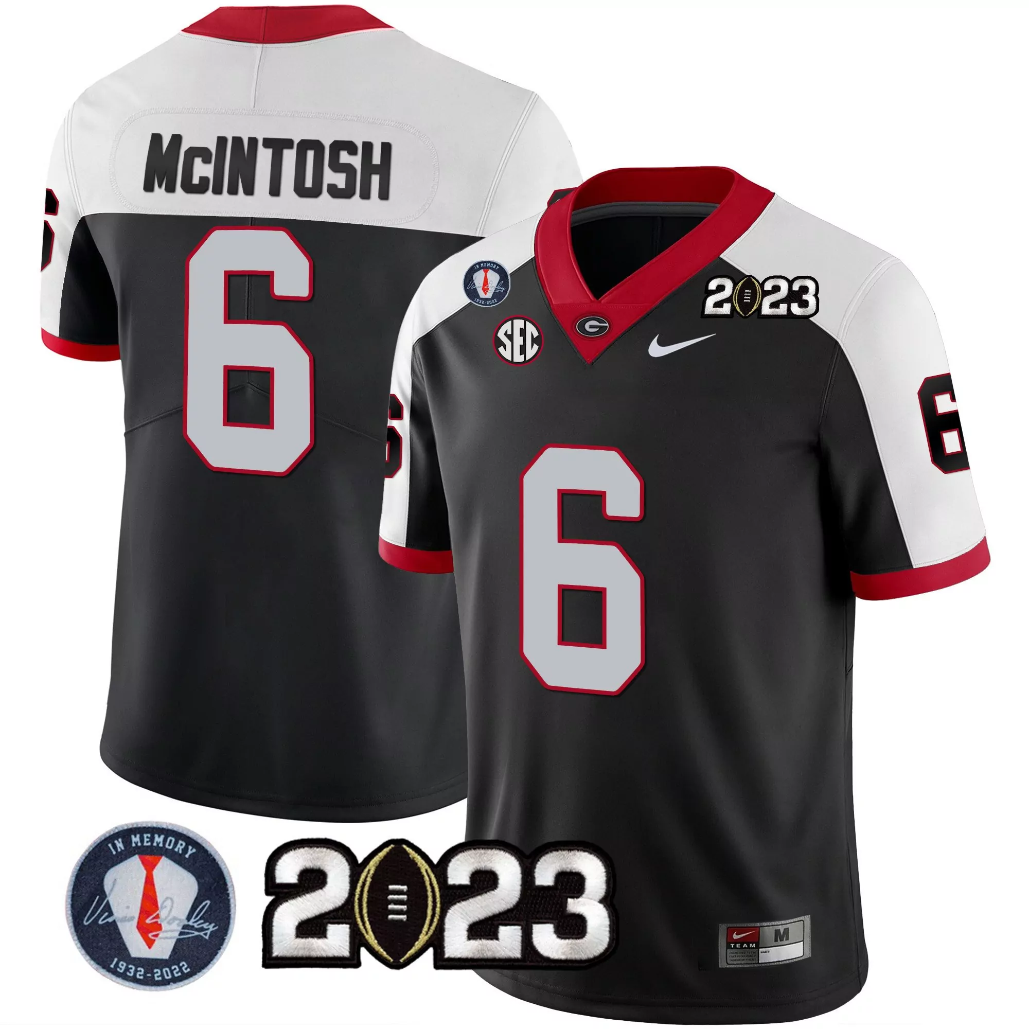 kenny mcintosh black limited womens georgia bulldogs 2023 champions gold jersey all stitched