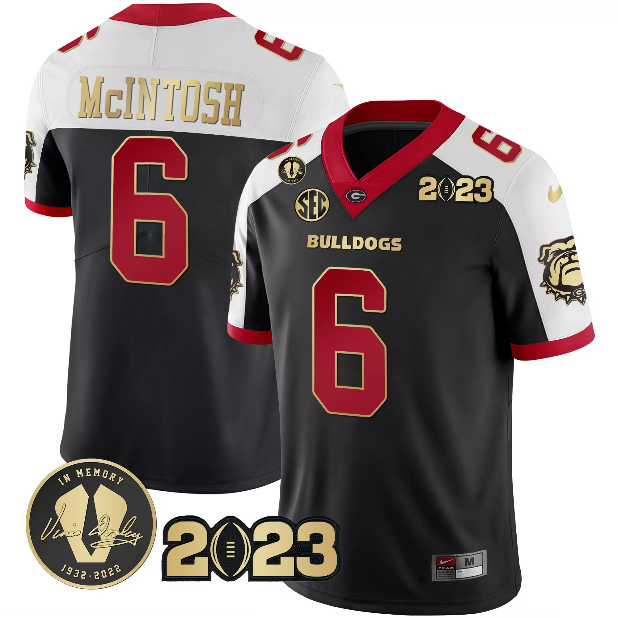 kenny mcintosh black womens georgia bulldogs 2023 vince dooley patch alternate jersey all stitched