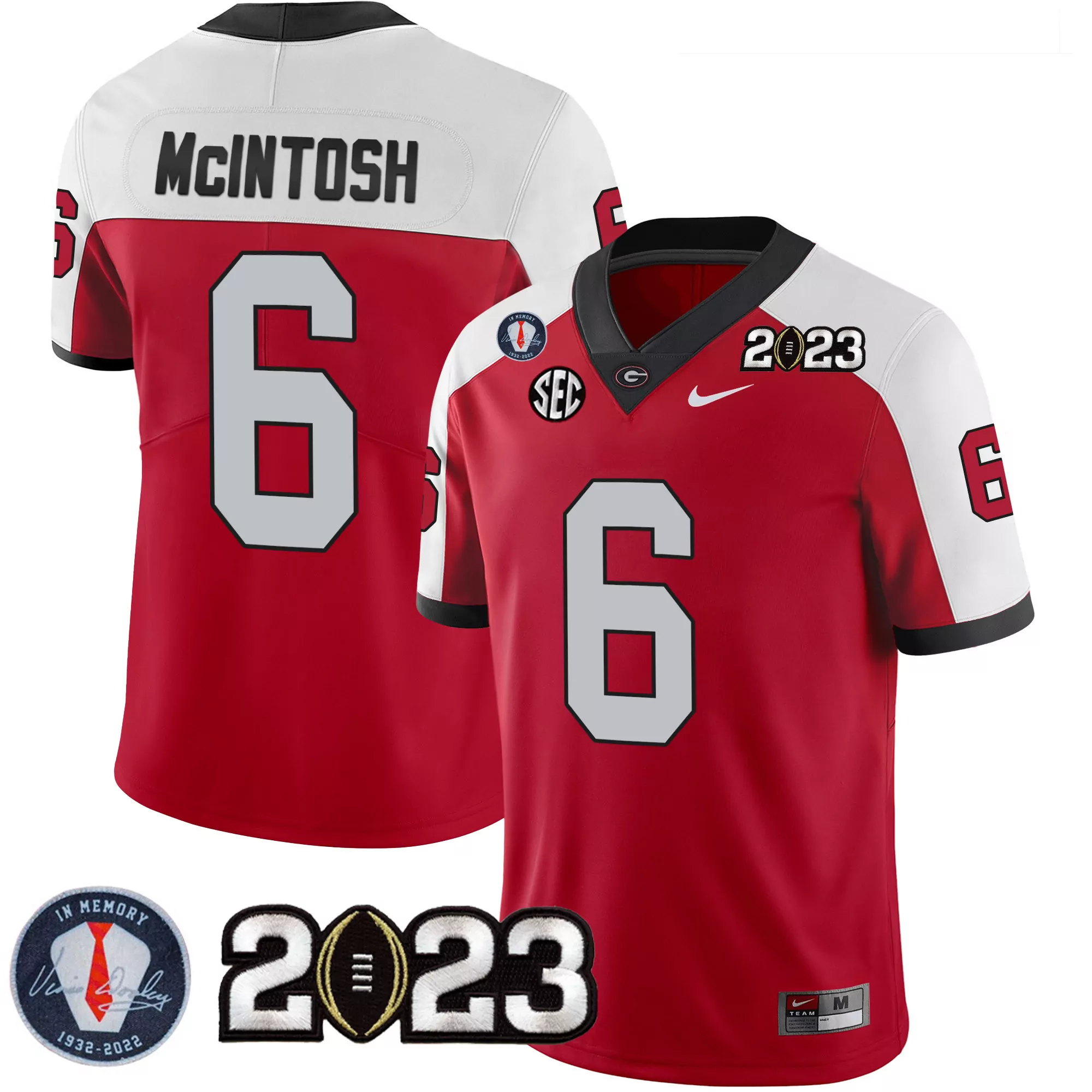 kenny mcintosh red mens georgia bulldogs 2023 champions alternate jersey all stitched