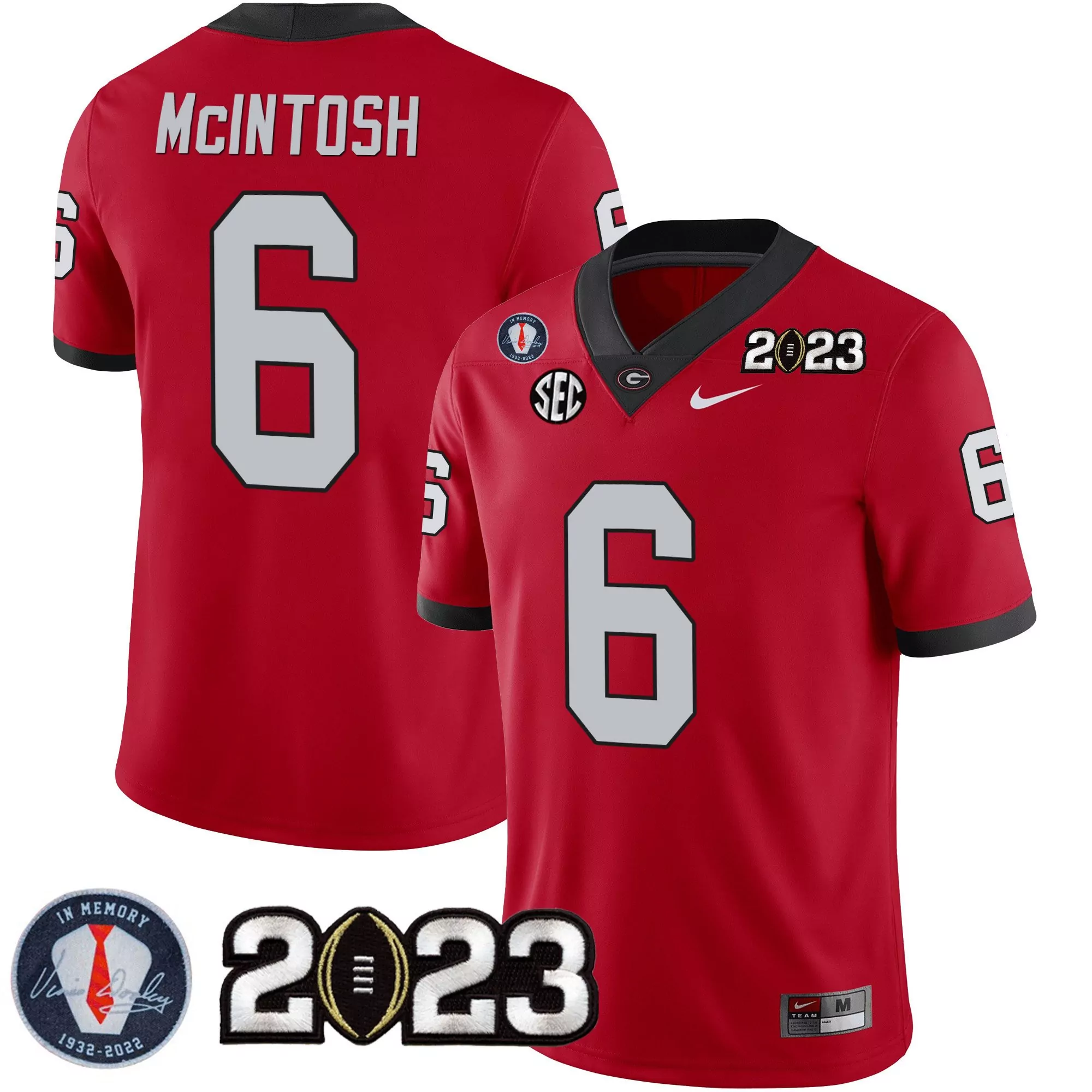 kenny mcintosh red mens georgia bulldogs 2023 champions alternate jersey all stitched