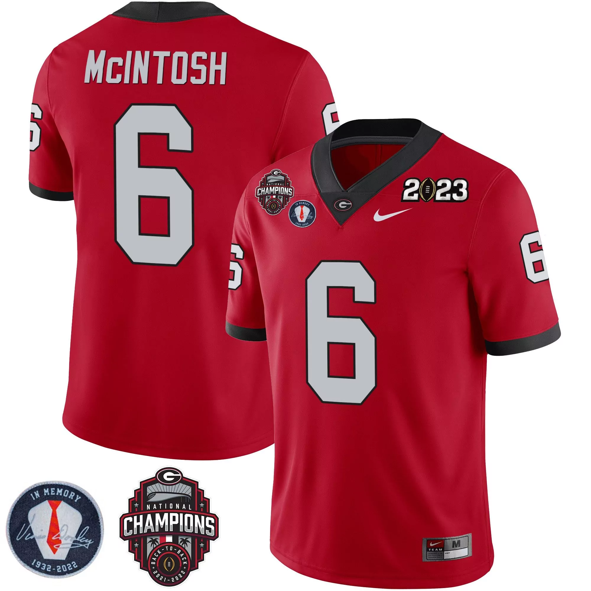 kenny mcintosh red mens georgia bulldogs 2023 champions alternate jersey all stitched