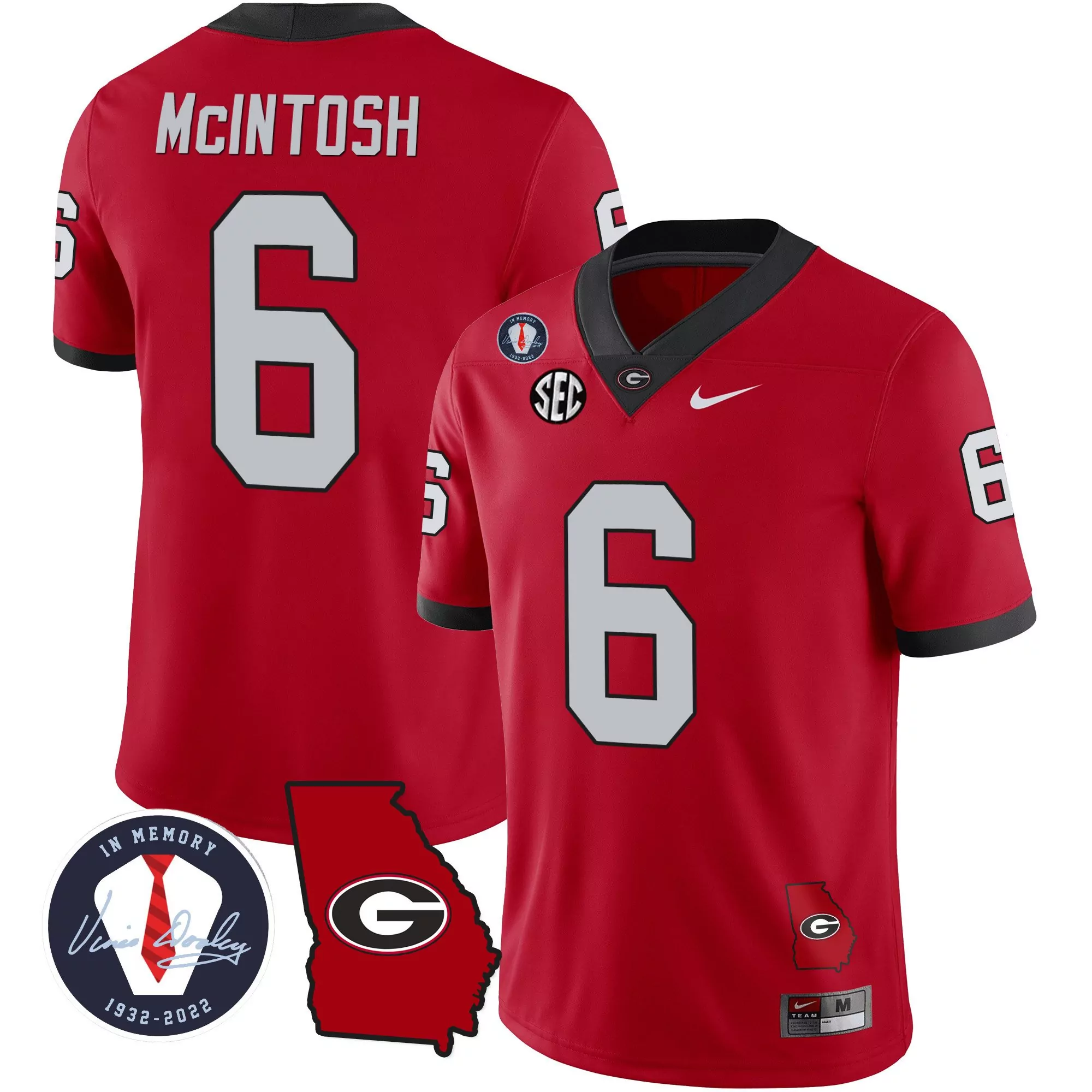 kenny mcintosh red mens georgia bulldogs 2023 champions alternate jersey all stitched