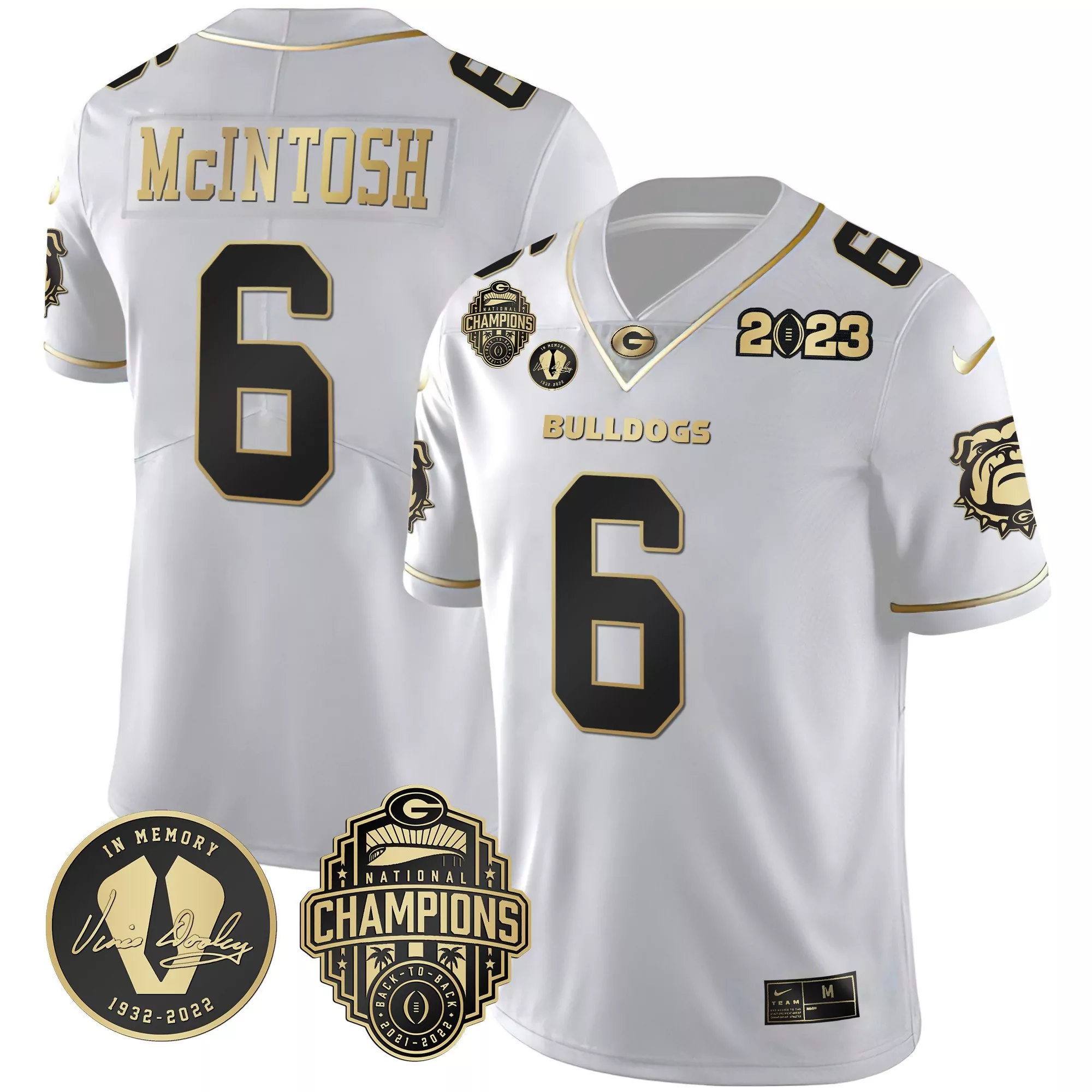 kenny mcintosh split red white womens georgia bulldogs 2023 champions jersey all stitched