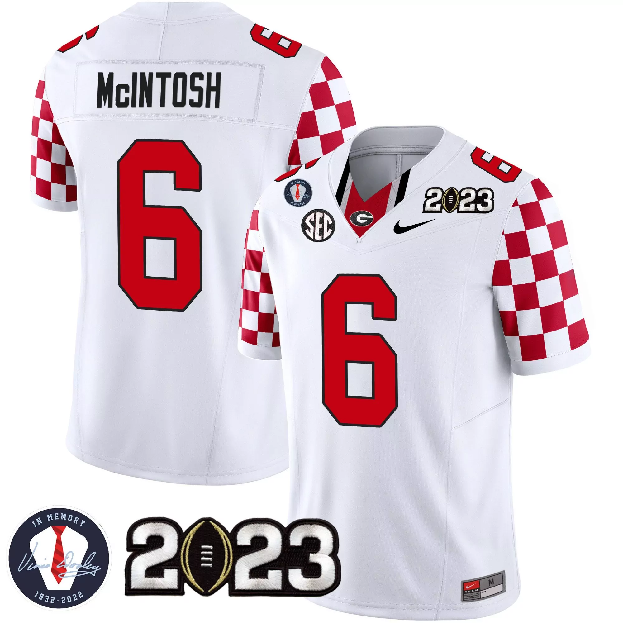kenny mcintosh white limited mens georgia bulldogs checkerboard jersey all stitched