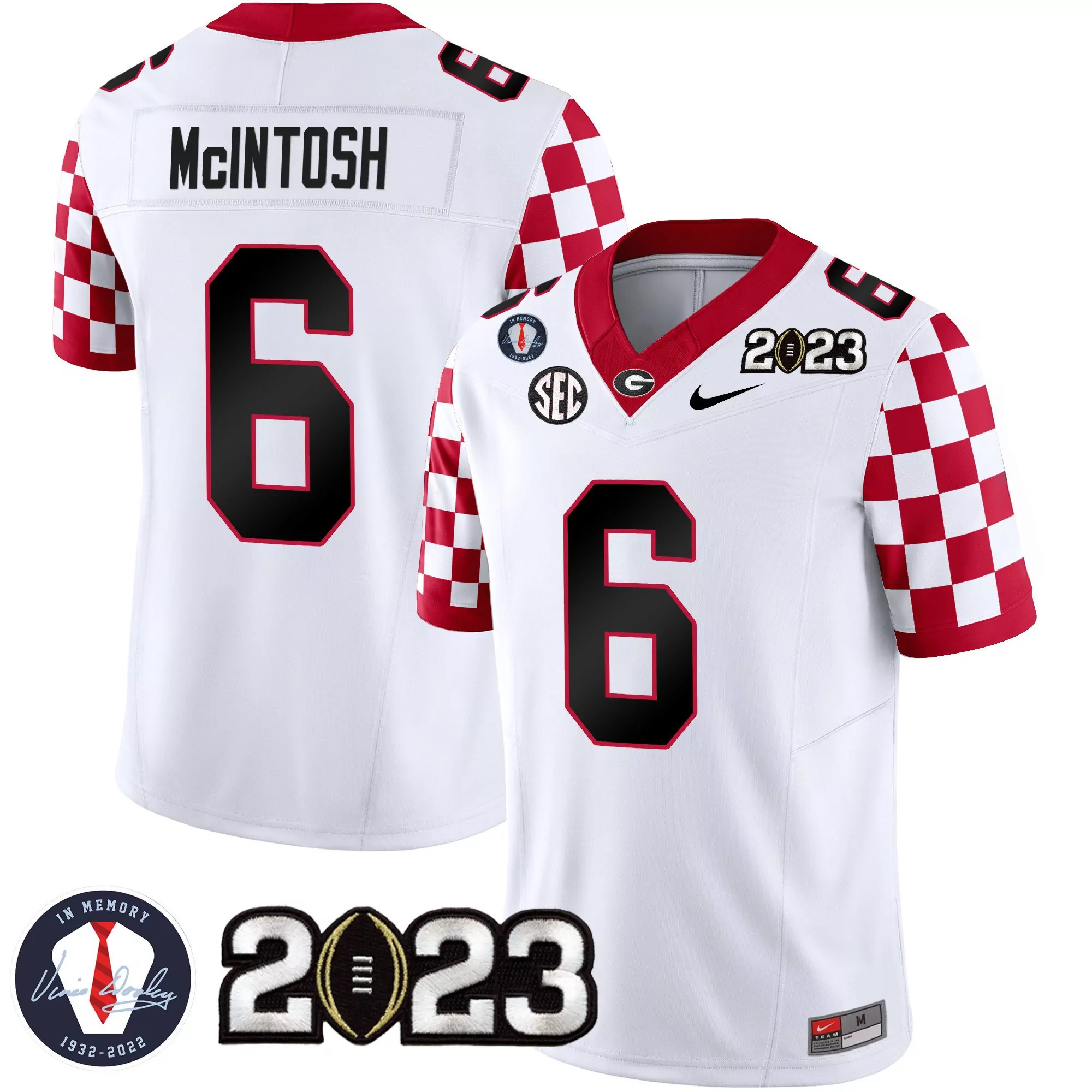 kenny mcintosh white mens georgia bulldogs checkerboard jersey all stitched
