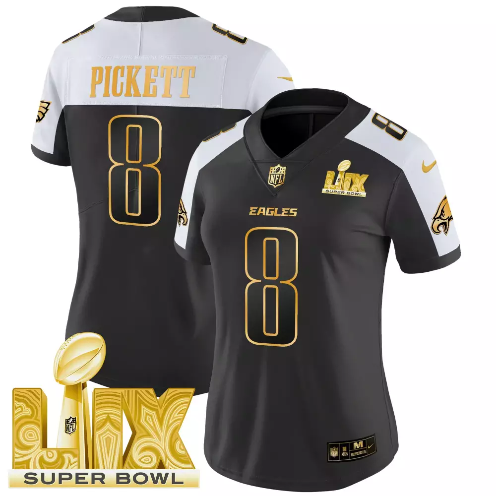 Kenny Pickett Eagles Super Bowl LIX Patch Gold Vapor Limited Jersey | Women's All Stitched | Fan Gear for Men, Women & Youth