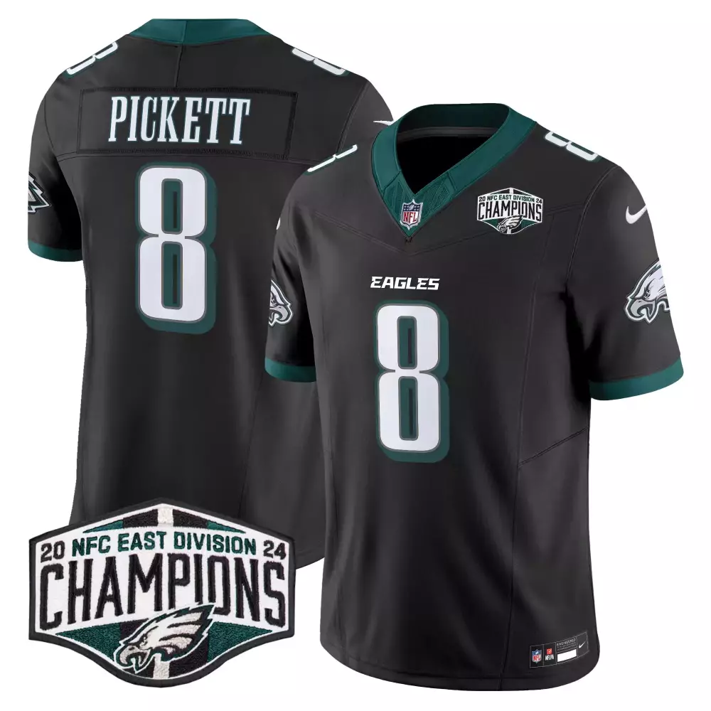 Kenny Pickett Eagles 2024 NFC East Champions Black Vapor Limited Jersey | Men's All Stitched | Game Day Outfit for Men, Women & Youth