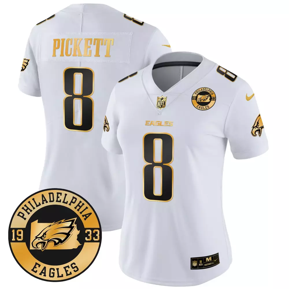 Kenny Pickett Eagles Gold Vapor Limited Jersey | Women's 2024 Stitched Fan Gear with Est 1933 Patch | For Men, Women & Youth