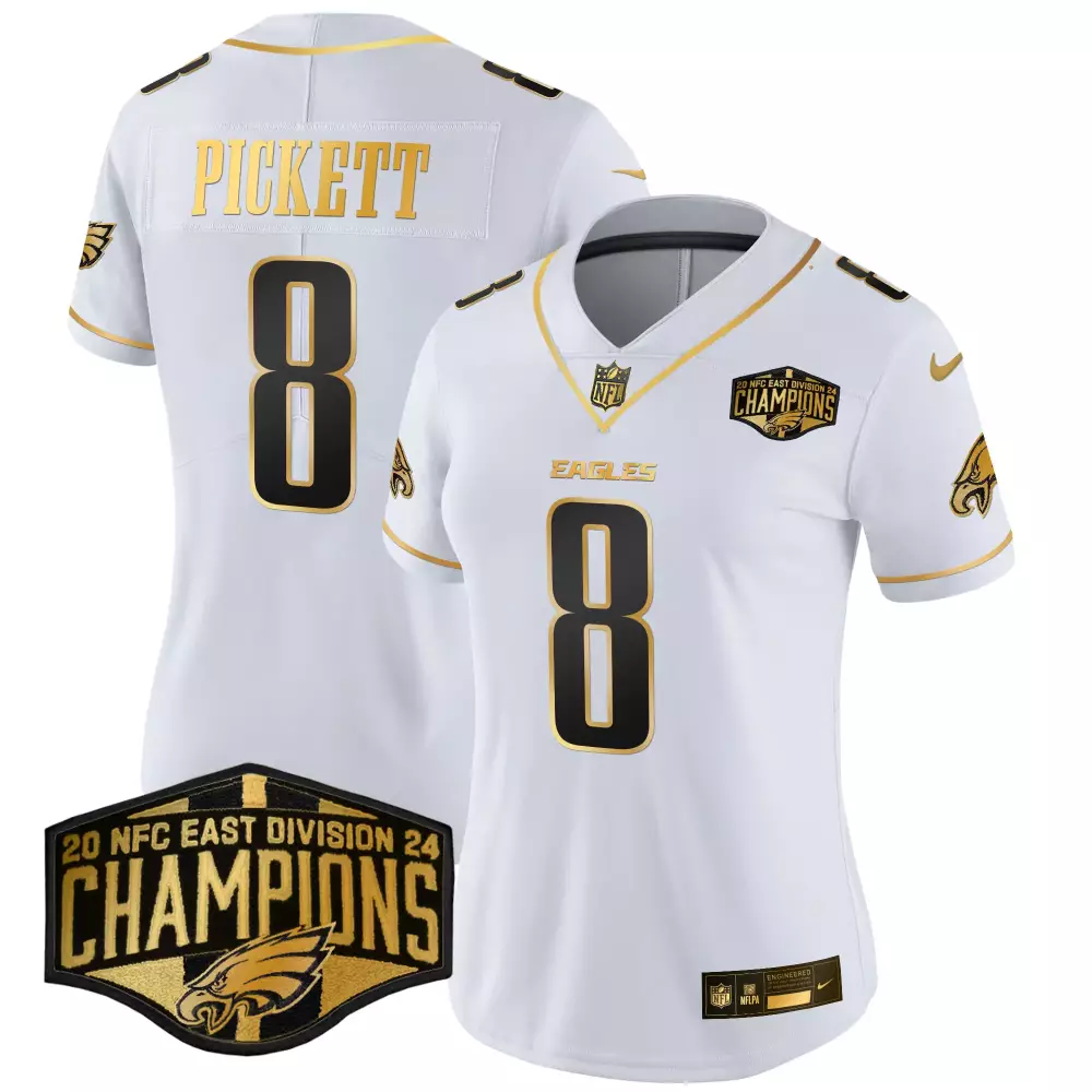 Kenny Pickett Eagles Women's NFC East Champions Gold Vapor Jersey | Limited Edition Stitched Fan Gear | For Men, Women & Youth