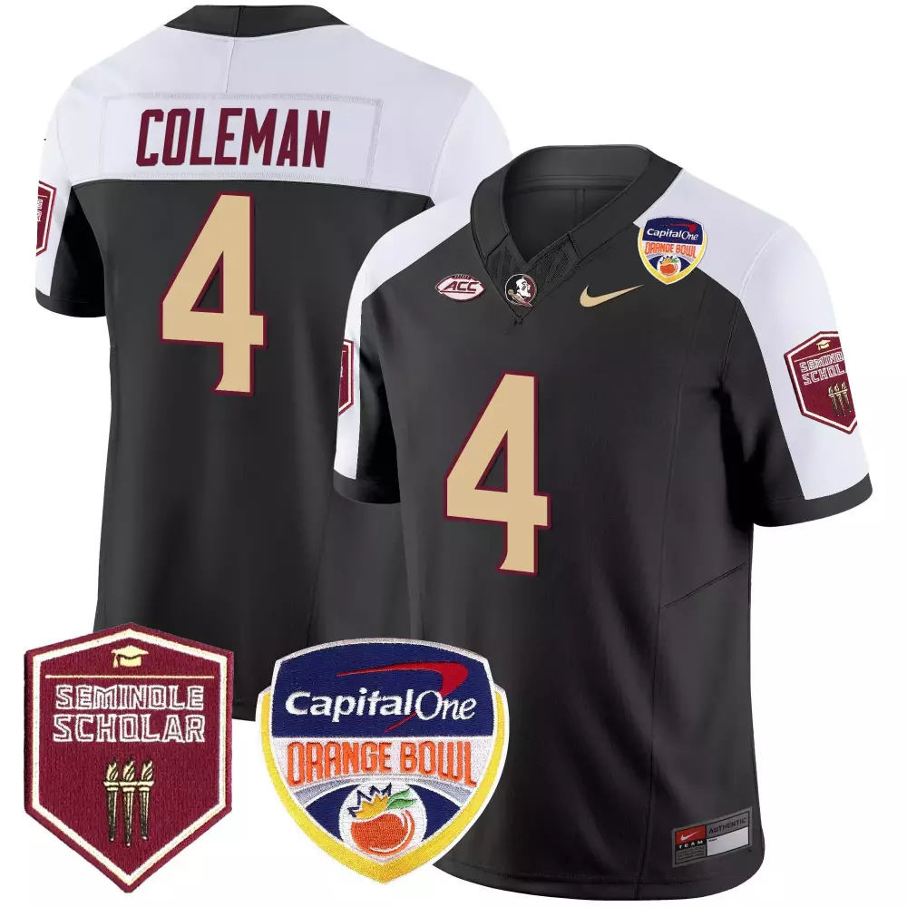 keon coleman black alternate mens florida state seminoles orange bowl patch vapor limited jersey all stitched
