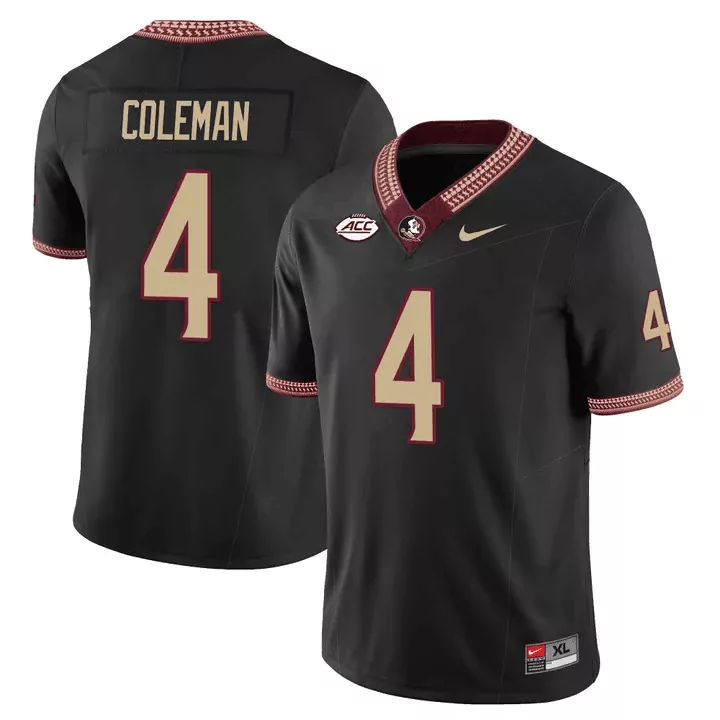 keon coleman black mens florida state seminoles scholar patch vapor limited jersey all stitched