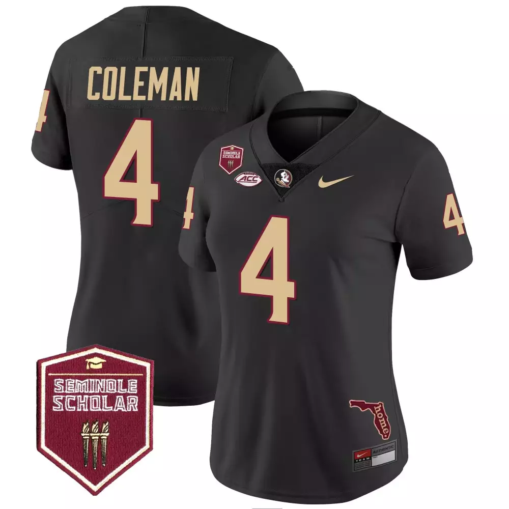 keon coleman black mens florida state seminoles scholar patch vapor limited jersey all stitched