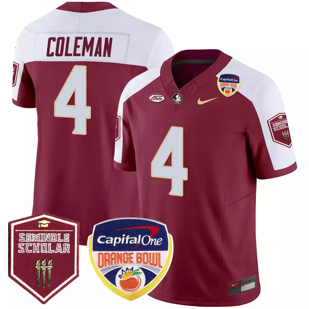 keon coleman garnet alternate mens florida state seminoles 2023 acc championship patch vapor jersey all stitched