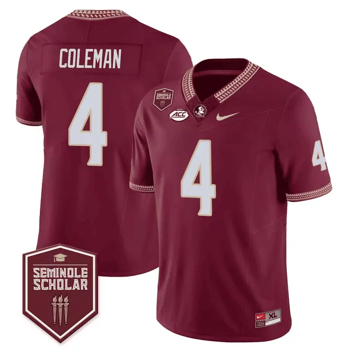 keon coleman garnet mens florida state seminoles scholar patch vapor limited jersey all stitched