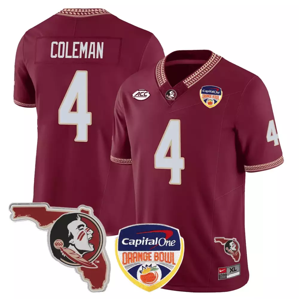 keon coleman mens florida state seminoles florida state map orange bowl patch vapor limited jersey all stitched