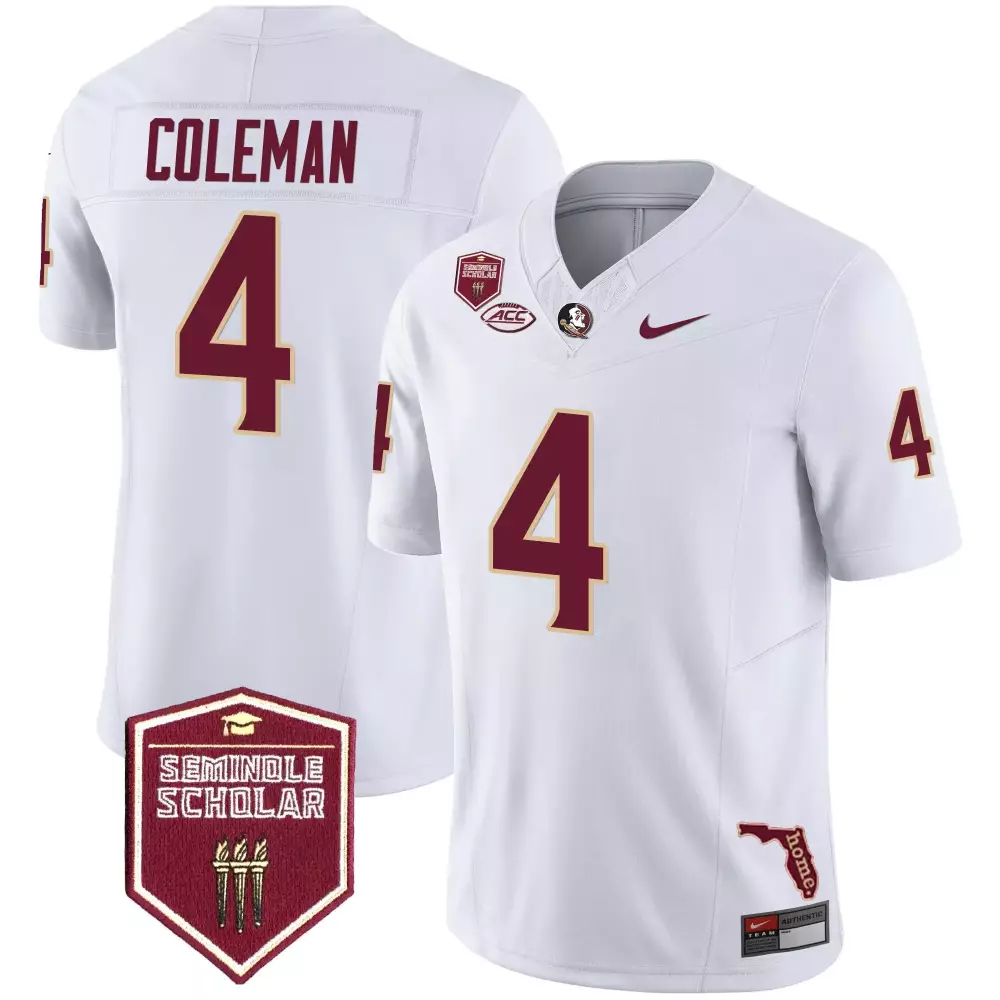 keon coleman white mens florida state seminoles orange bowl patch vapor limited jersey all stitched