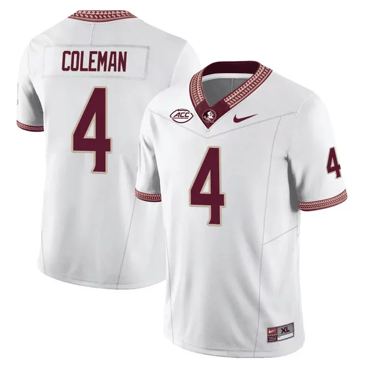 keon coleman white mens florida state seminoles orange bowl patch vapor limited jersey all stitched