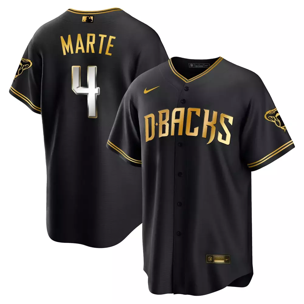 ketel marte black limited mens arizona diamondbacks cool base gold trim jersey all stitched