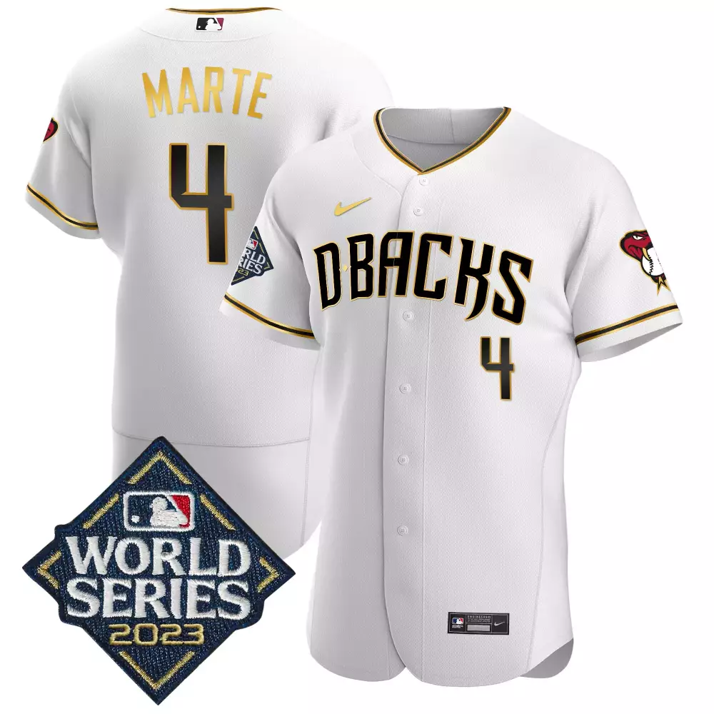 ketel marte white gold mens arizona diamondbacks 2023 world series flex base gold jersey all stitched