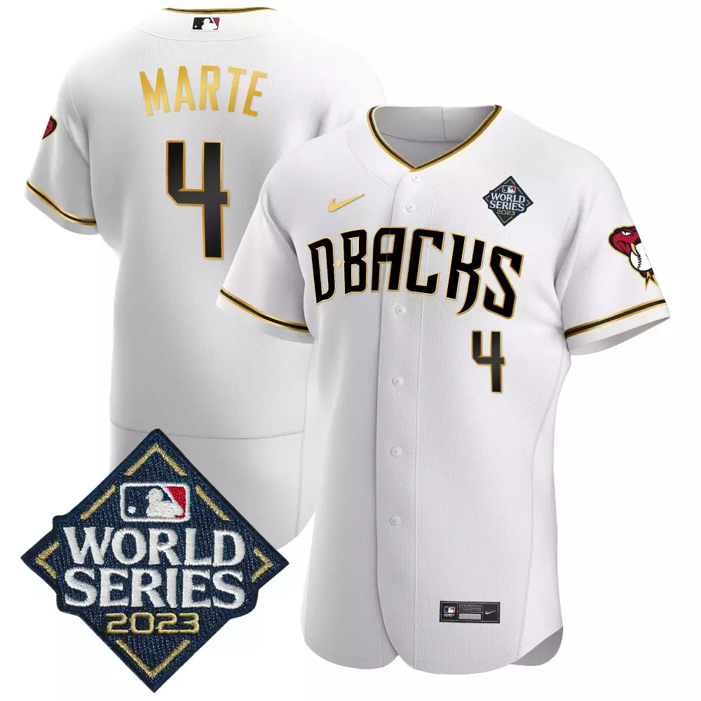 ketel marte white gold mens arizona diamondbacks 2023 world series flex base gold jersey all stitched