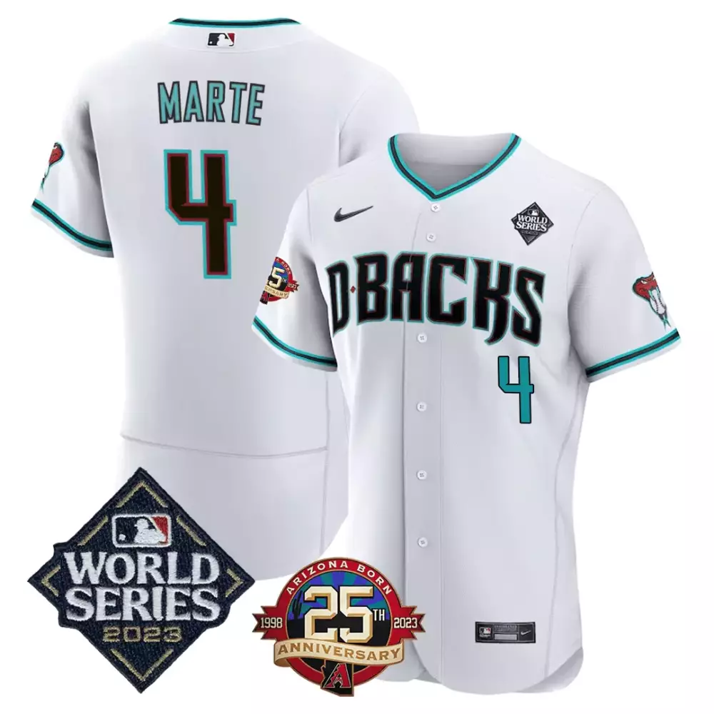 ketel marte white mens arizona diamondbacks jersey 2023 world series 25th anniversary patch jersey all stitched