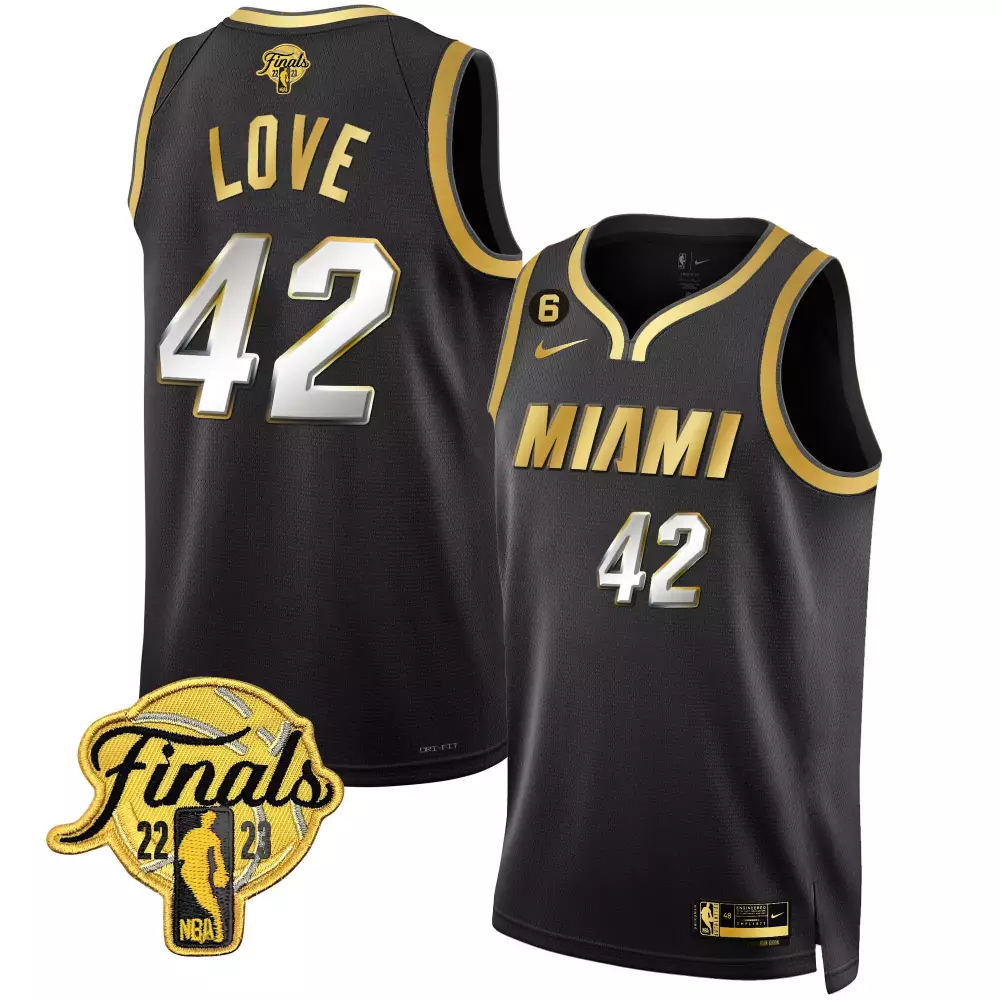 kevin love black limited mens miami heat 2023 finals patch collection jersey v4 all stitched