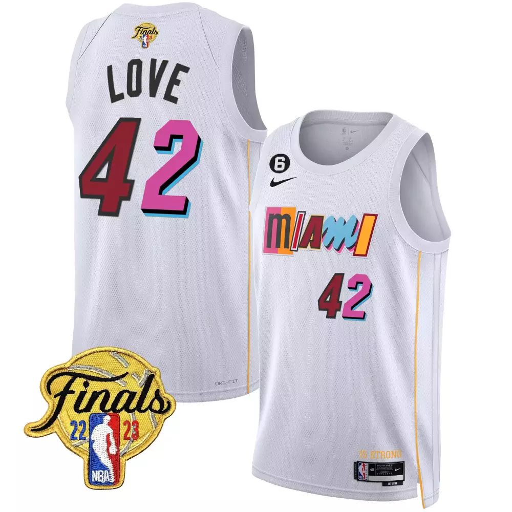 kevin love city white mens miami heat 2023 finals patch collection jersey v2 all stitched