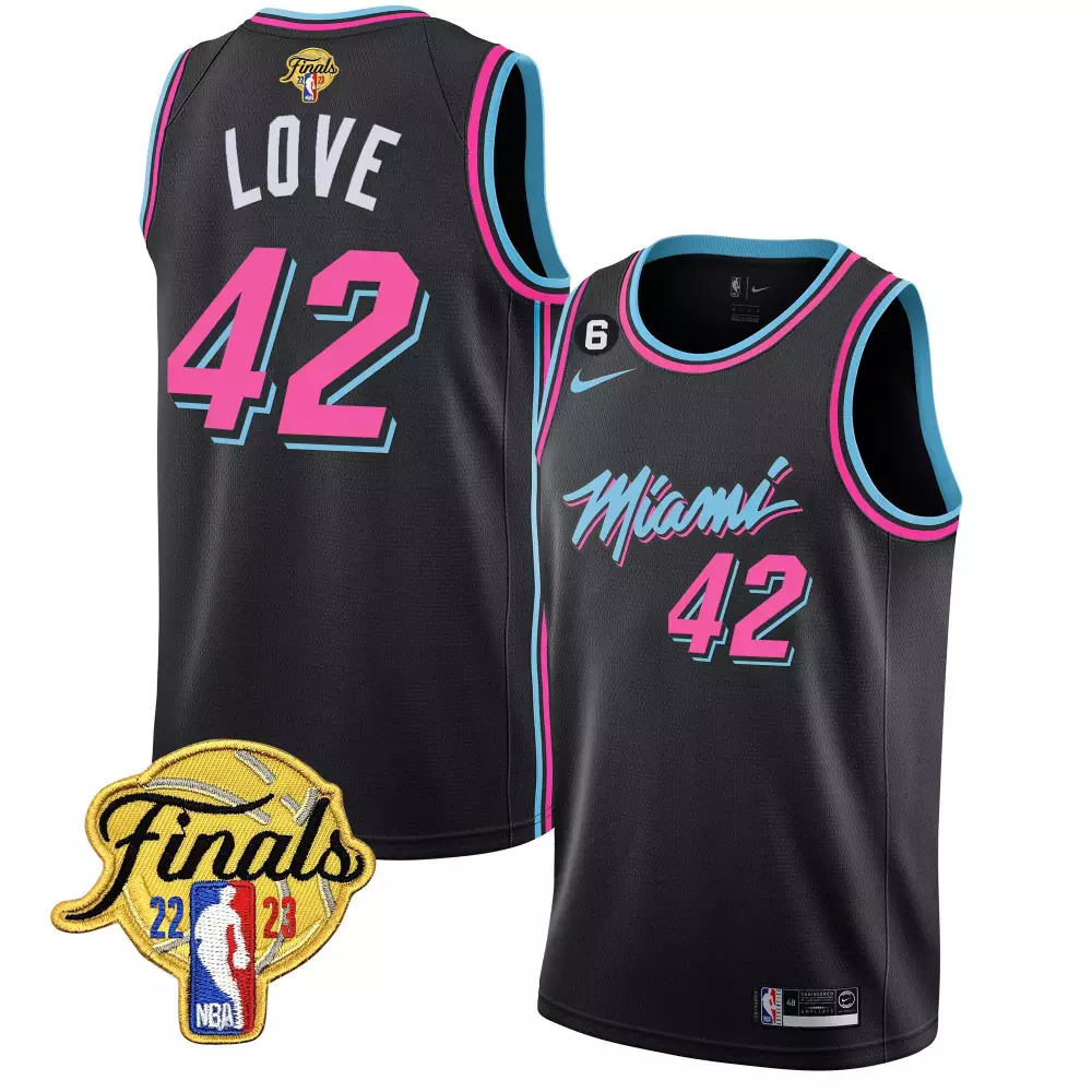 kevin love pink blue mens miami heat 2023 finals patch collection jersey v4 all stitched