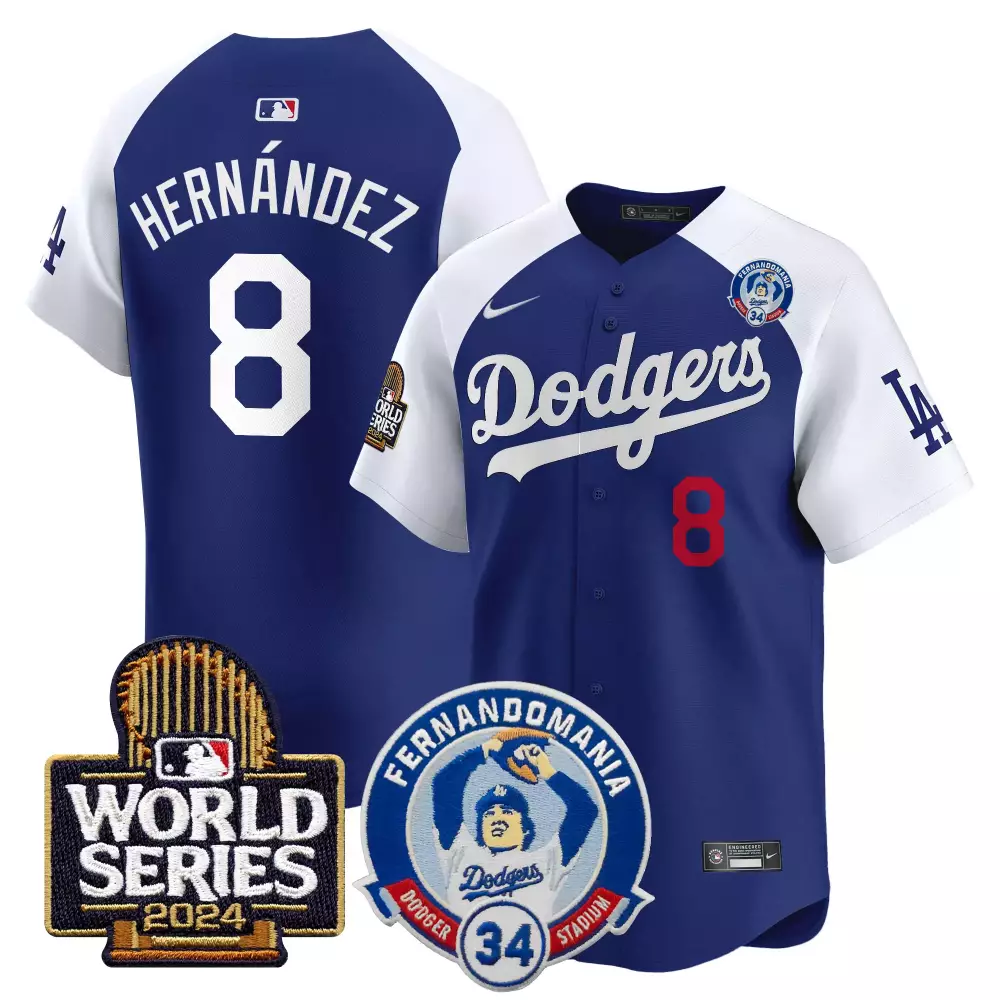 Kike Hernandez Alternate Royal Men's Fernando Valenzuela 2024 World Series Patch Vapor Premier Jersey V1 | Limited Edition | For Men, Women & Youth