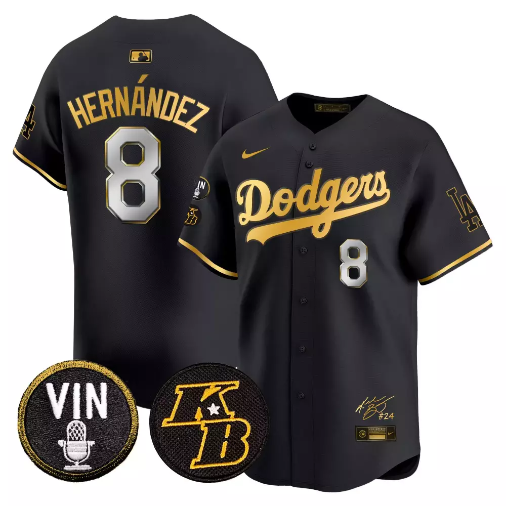 kike hernandez black gold mens los angeles dodgers vin patch kobe bryant signature vapor premier limited jersey all stit