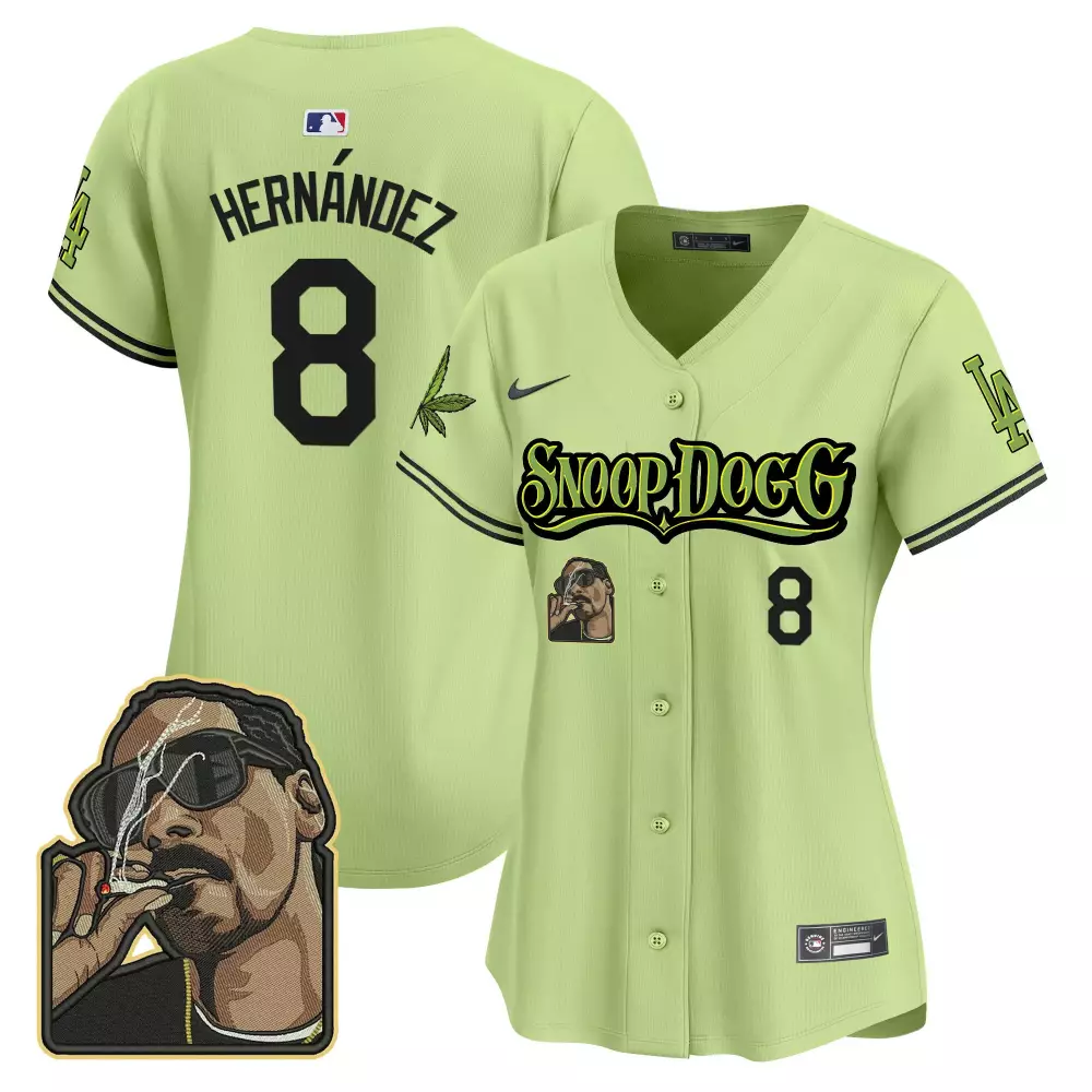 kike hernandez light green womens los angeles dodgers snoop dogg vapor premier limited jersey stitched
