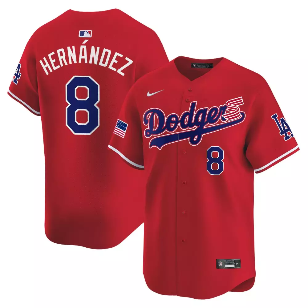 kike hernandez red mens los angeles dodgers 2024 independence day vapor premier limited jersey all stitched