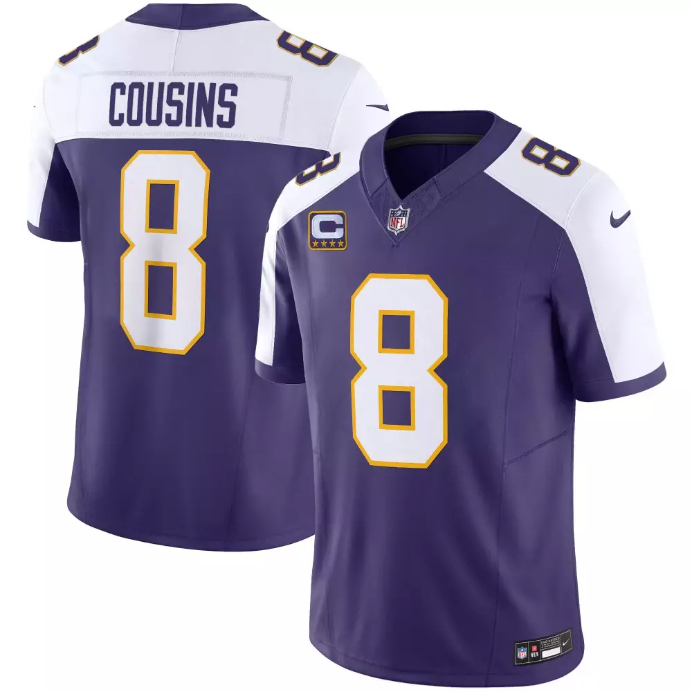 Kirk Cousins Alternate Men's Minnesota Vikings Gold Purple Jersey | All Stitched | For Men, Women & Youth