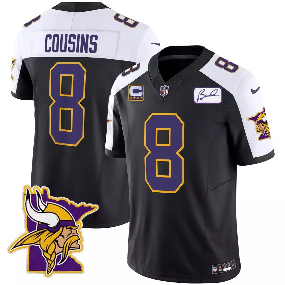 Kirk Cousins Black Alternate Jersey | Classic Limited Edition for Vikings Fans | Stitched Fan Gear | For Men, Women & Youth