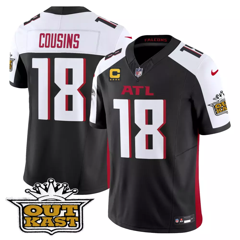 kirk cousins black alternate mens outkast x atlanta falcons 2024 vapor limited jersey all stitched