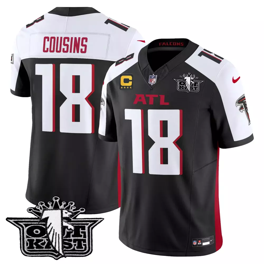 kirk cousins black alternate mens outkast x atlanta falcons 2024 vapor limited jersey all stitched