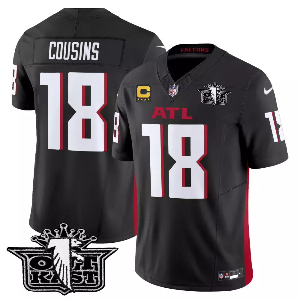 kirk cousins black mens outkast x atlanta falcons 2024 vapor limited jersey v2 all stitched