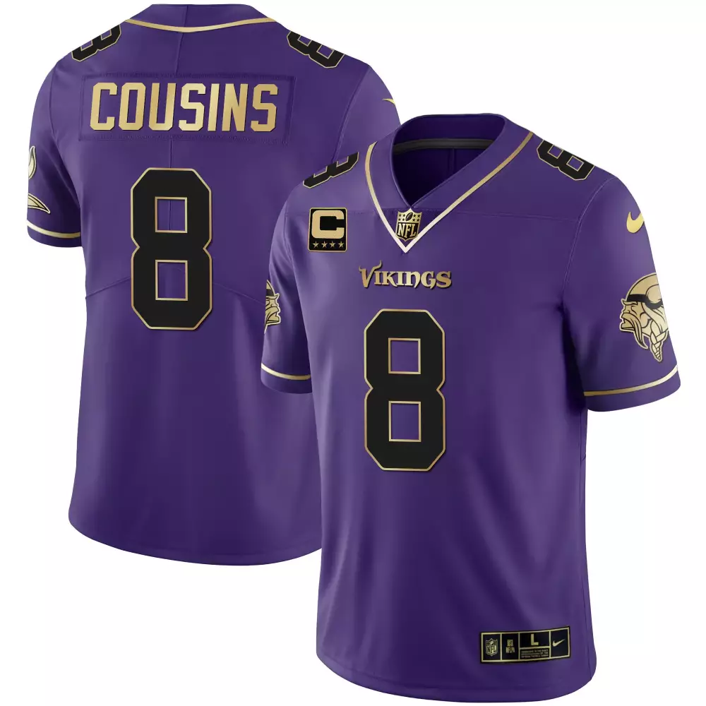 Kirk Cousins Black Purple Jersey | Minnesota Vikings Stitched Vapor | For Men, Women & Youth