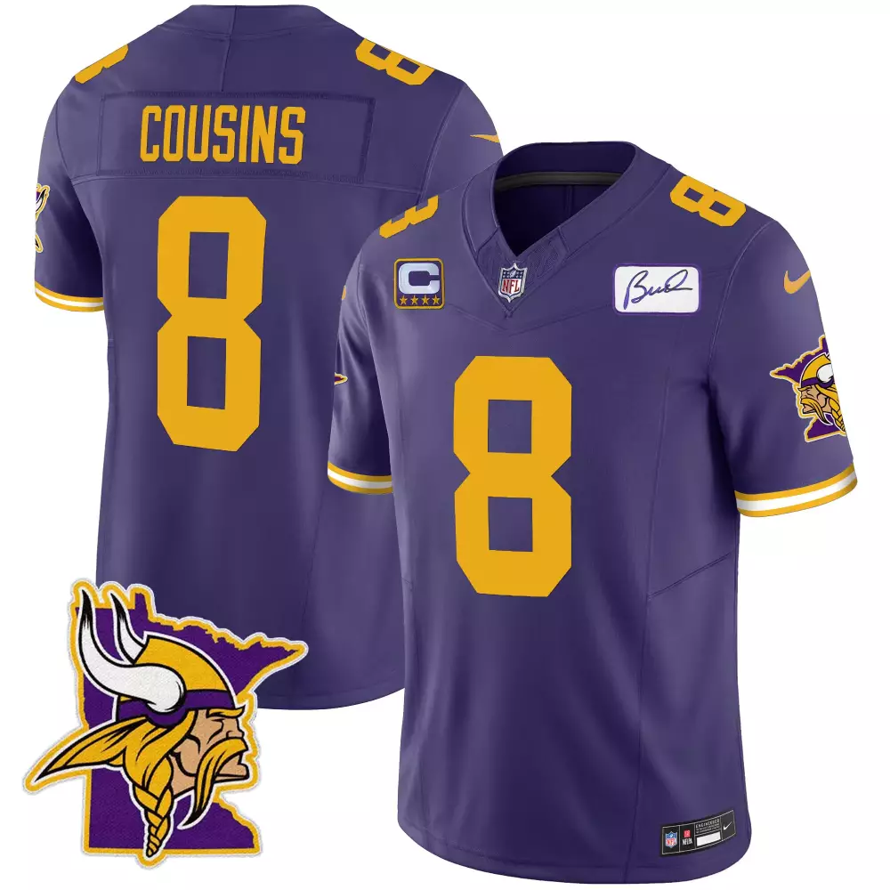 Kirk Cousins Color Rush Men's Minnesota Vikings Bud Grant Patch Jersey | Classic Limited Edition | For Men, Women & Youth