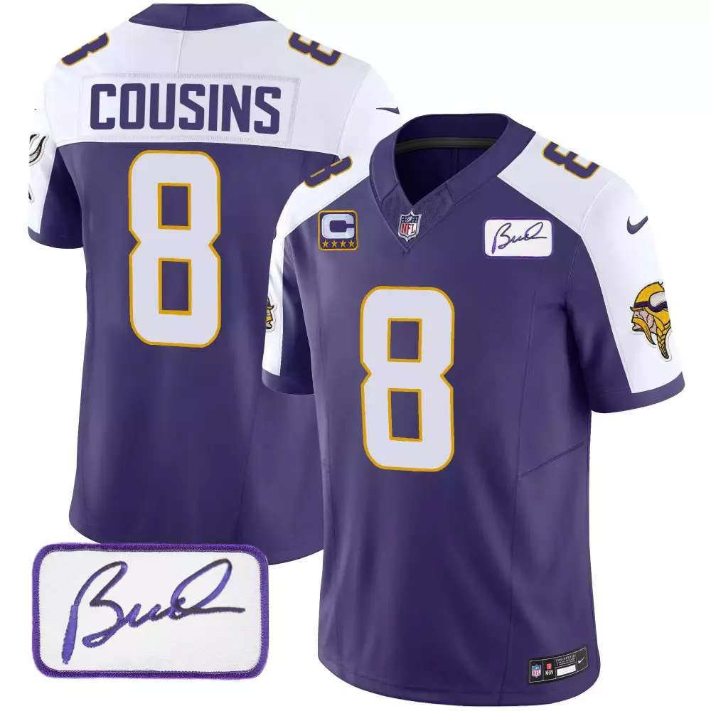 Kirk Cousins Purple Alternate Men's Minnesota Vikings Bud Grant Classic Limited Jersey V4 | All Stitched | Game Day Outfit for Men, Women & Youth