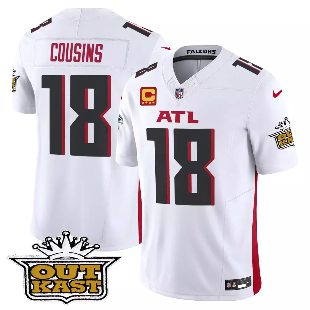 kirk cousins white mens outkast x atlanta falcons 2024 vapor limited jersey all stitched