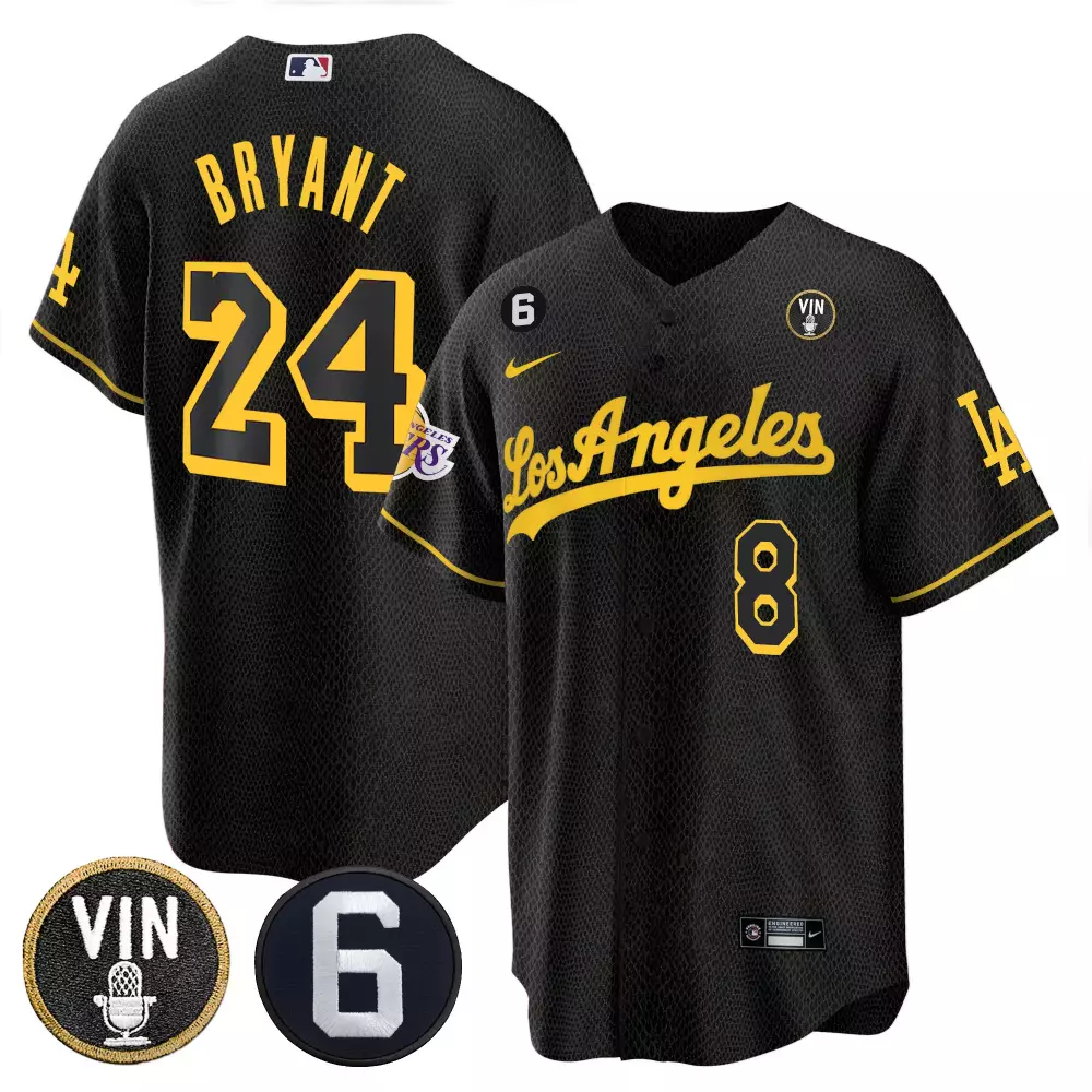 kobe bryant black gold womens los angeles dodgers vin kobe patch gold trim vapor premier limited jersey all stitched