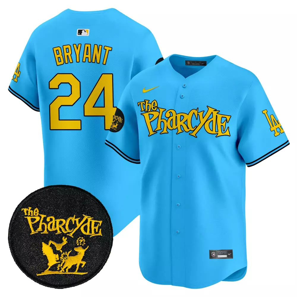 kobe bryant light blue mens los angeles dodgers the pharcyde vapor premier limited jersey all stitched