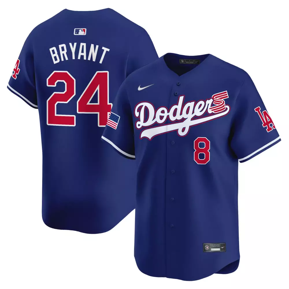 kobe bryant royal mens los angeles dodgers 2024 independence day vapor premier limited jersey all stitched