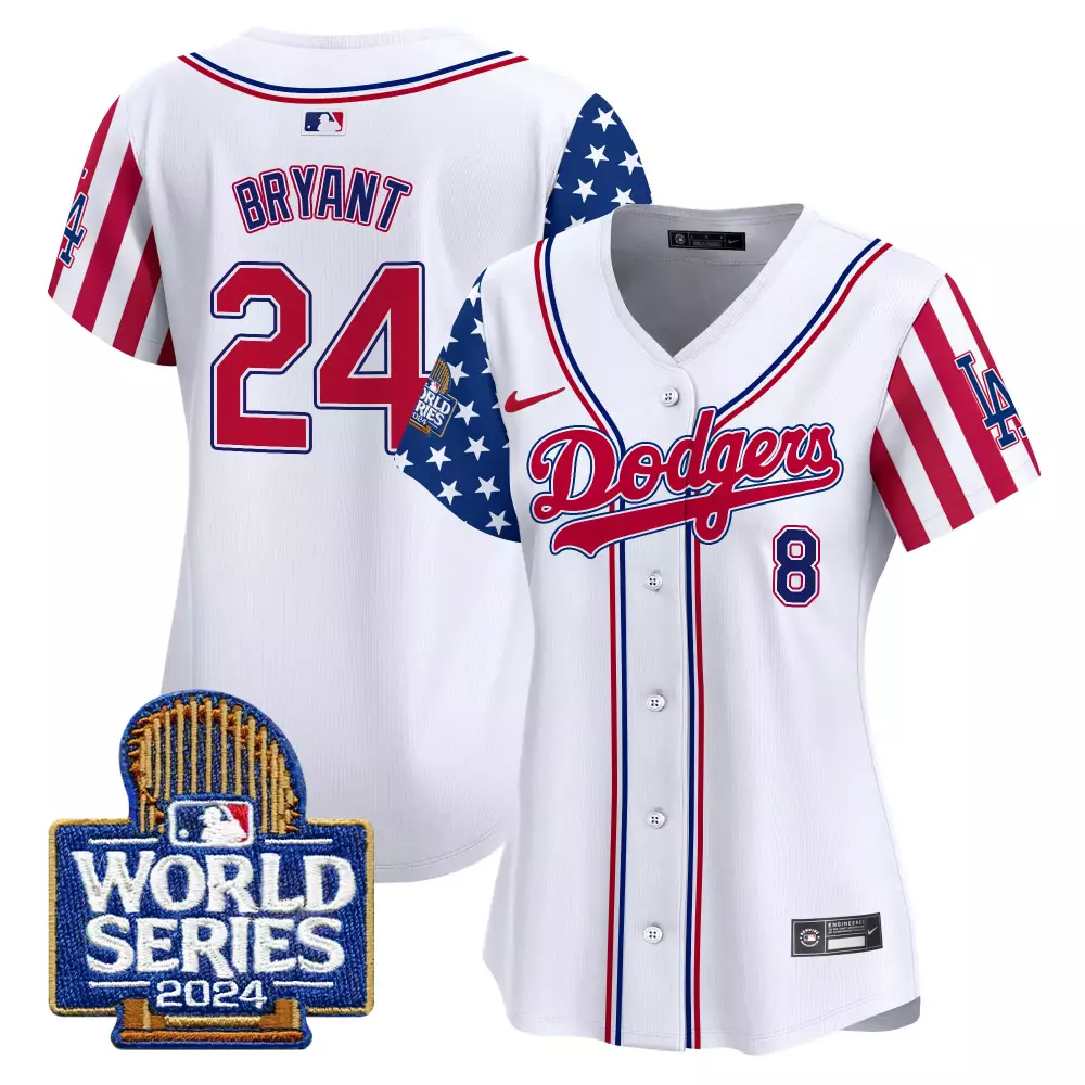 kobe bryant white womens los angeles dodgers american style 2024 world series vapor premier limited jersey all stitched