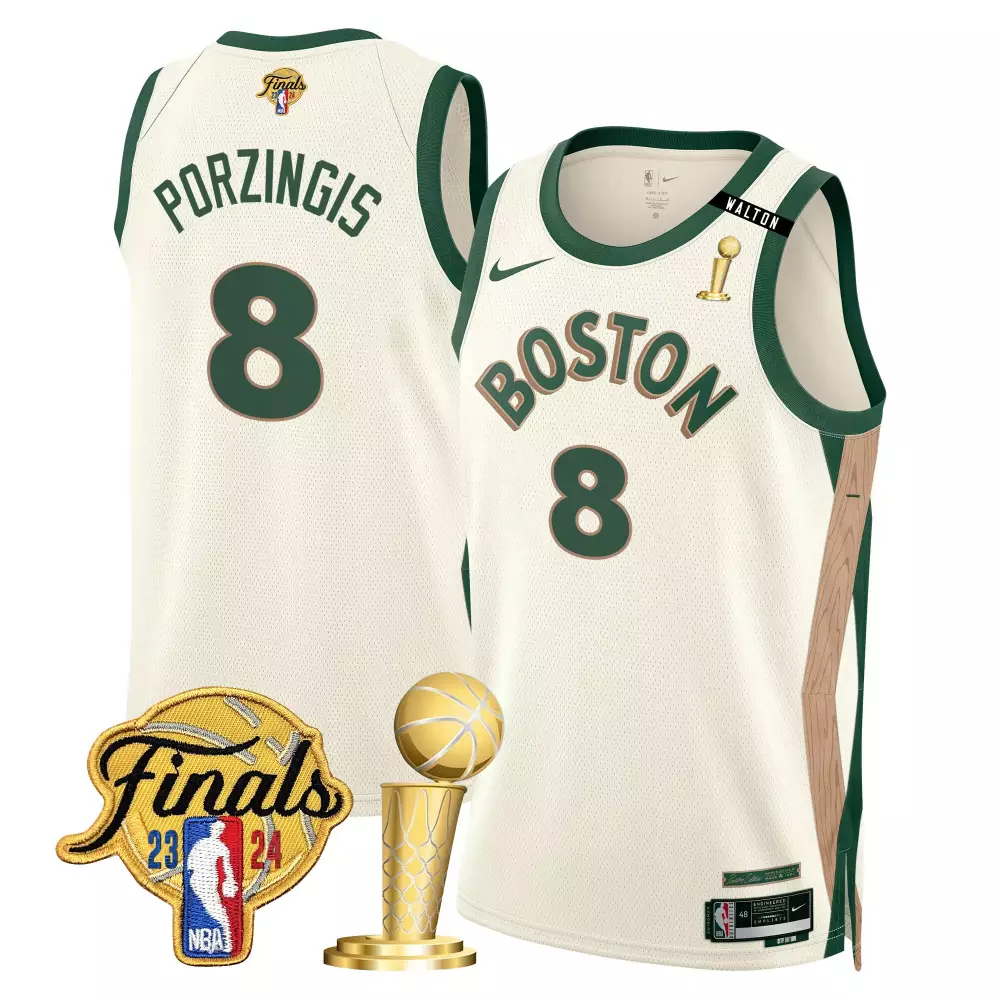 kristaps porzingis 2324 city mens boston celtics 2024 final champions patch swingman jersey v2 all stitched