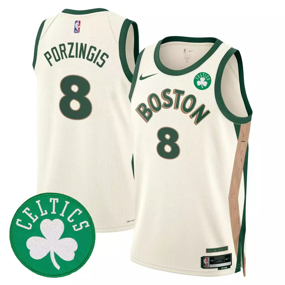 kristaps porzingis 2324 city mens boston celtics 2024 final champions patch swingman jersey v2 all stitched